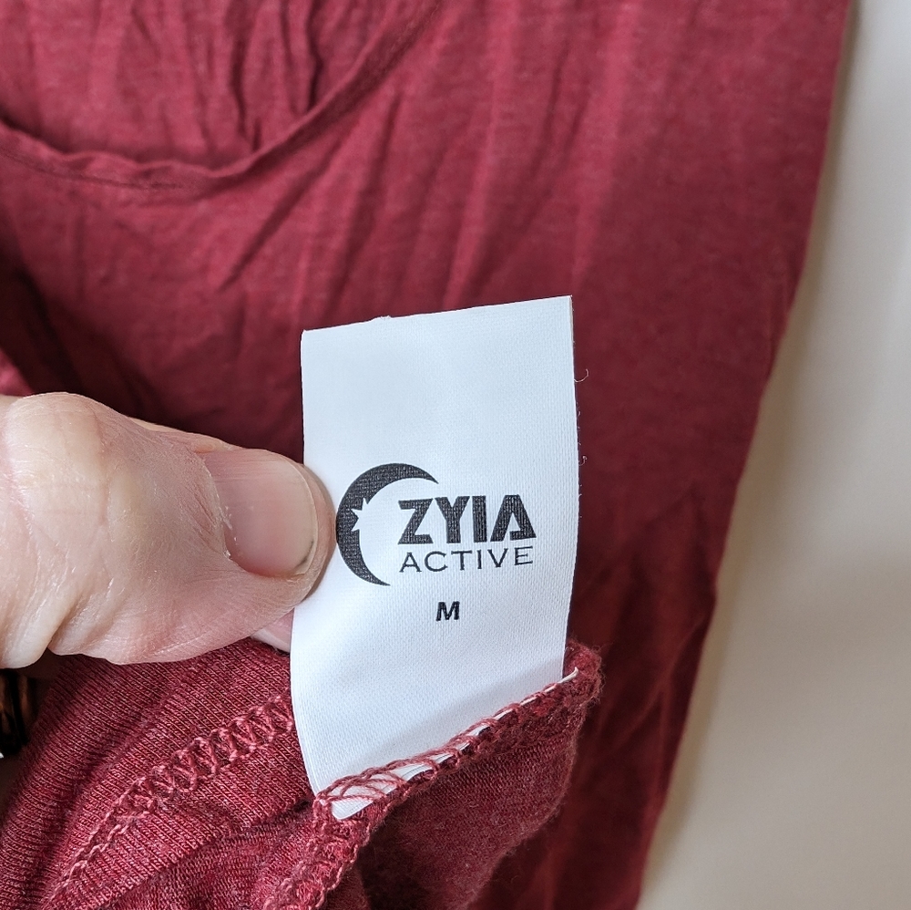 Zyia Maroon Low Back Swirl Tank with Back Twist | Size M - Picture 3 of 6